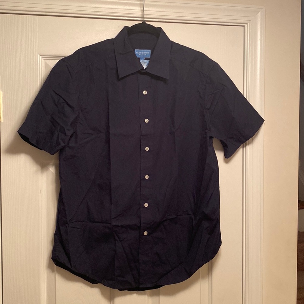 Brand New Pennington Bailes Navy, Short Sleeve, Button Down Shirt…size L